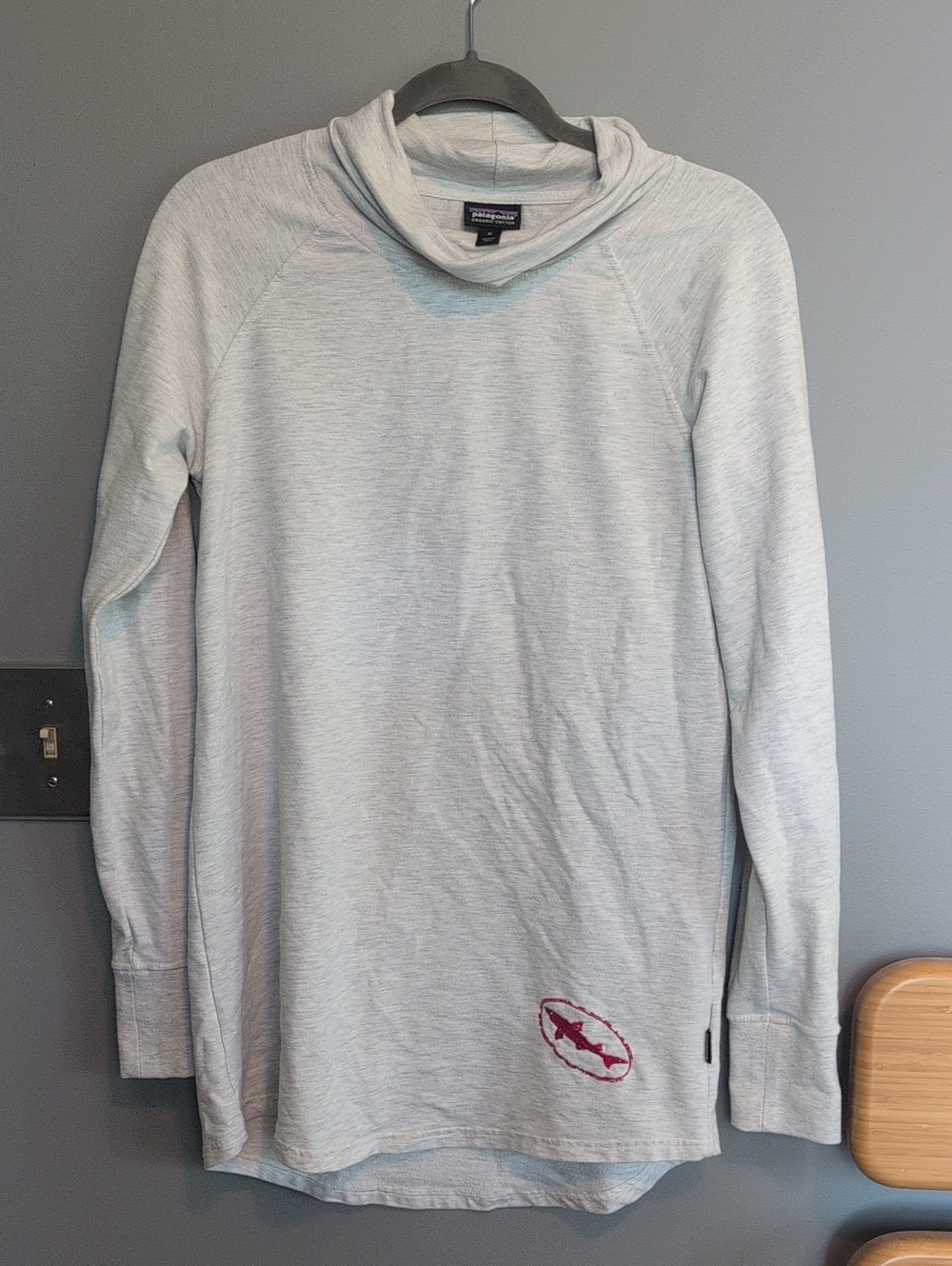 Patagonia Light Heather Gray Cowl Neck Pullover Top